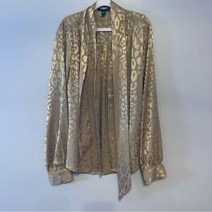 Express tan gold button down blouse size xs